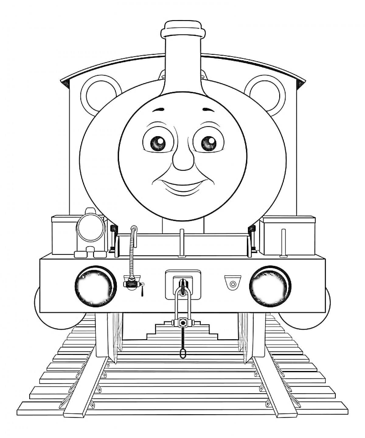 Раскраска Томас Паровозик на железной дороге