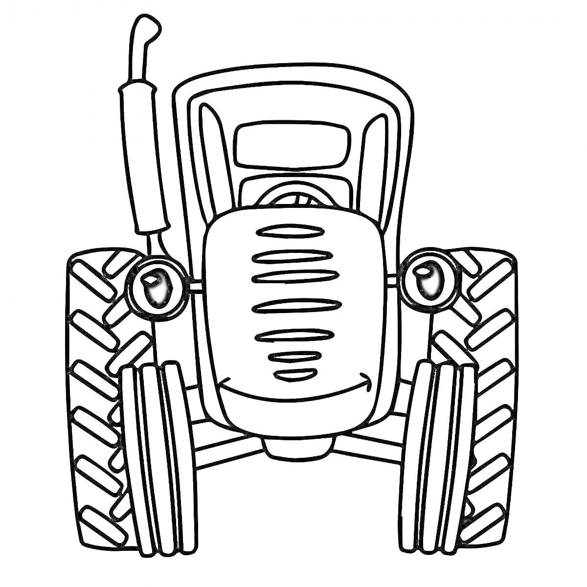 Раскраска трактор с большими колесами
