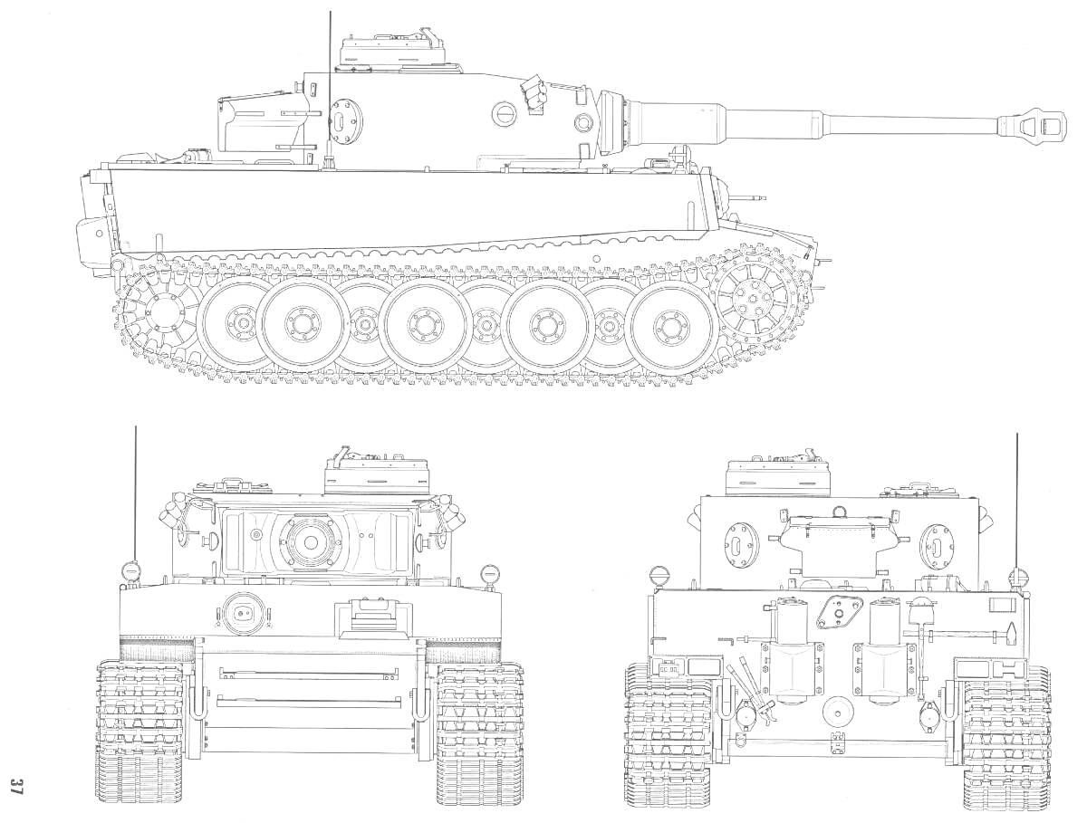 На раскраске изображено: Танк, Белый тигр, Военная техника, Артиллерия, Историческая техника