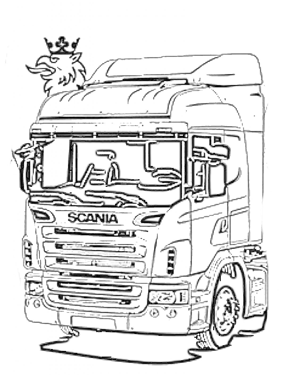 Раскраска Грузовик Scania с логотипом