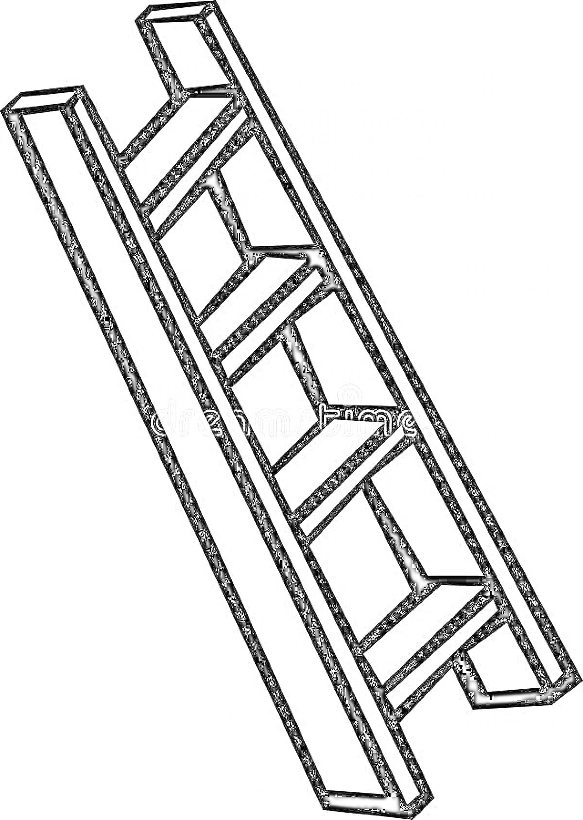 Раскраска Лестница с пятью ступеньками, изображенная под углом