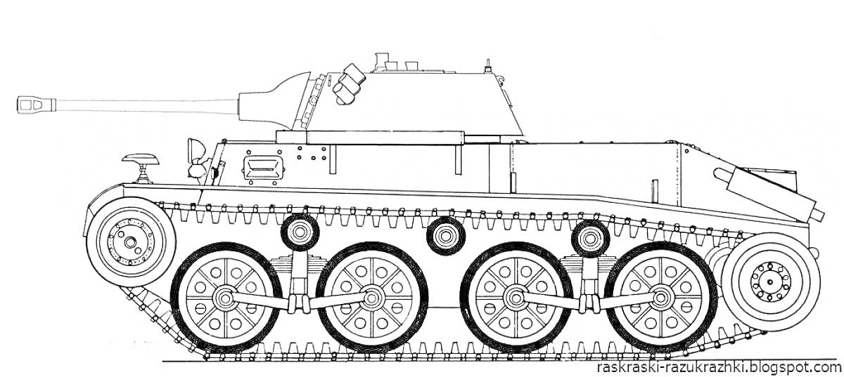 На раскраске изображено: Танк, Военная техника, Гусеницы, Пушка, Бронированная машина