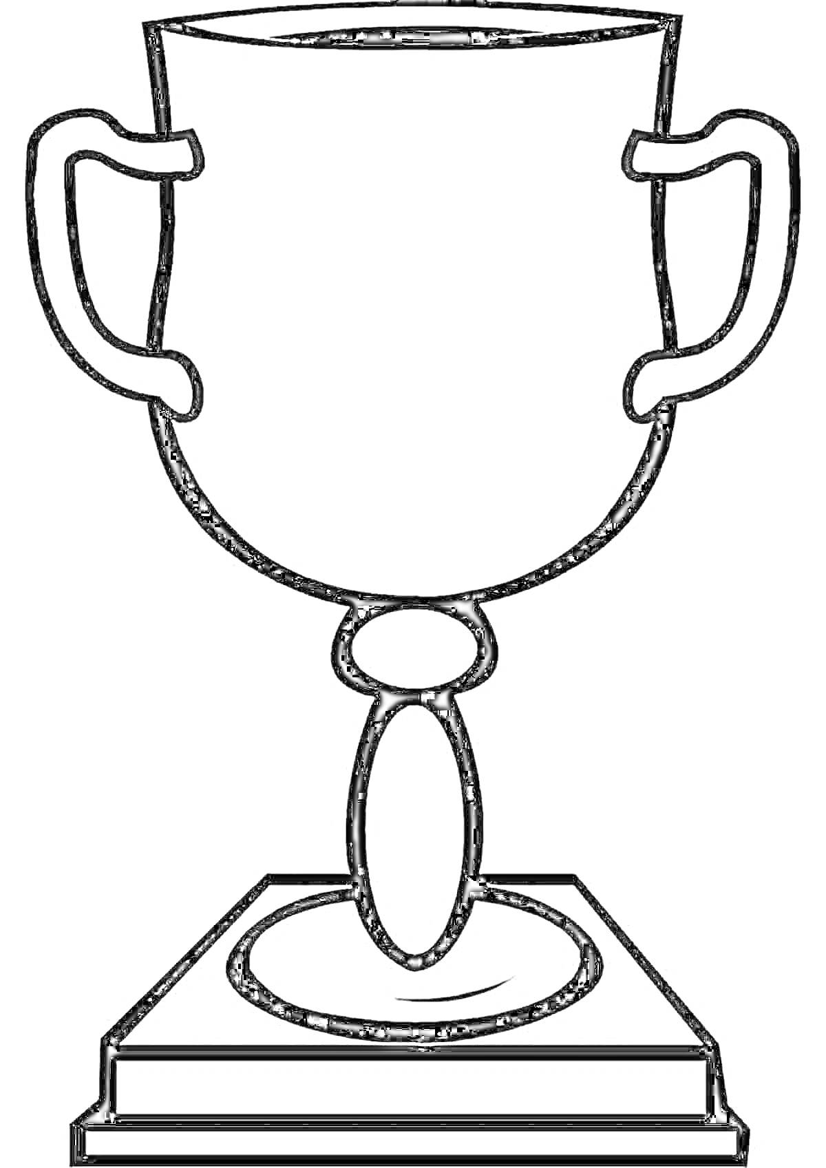 На раскраске изображено: Кубок, Награда, Трофей, Пьедестал, Спорт, Для детей, Контурные рисунки