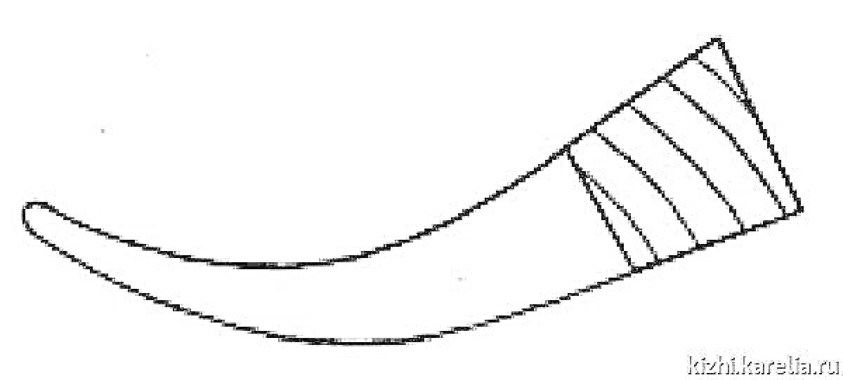 Раскраска музыкальный инструмент рожок с узором на конце