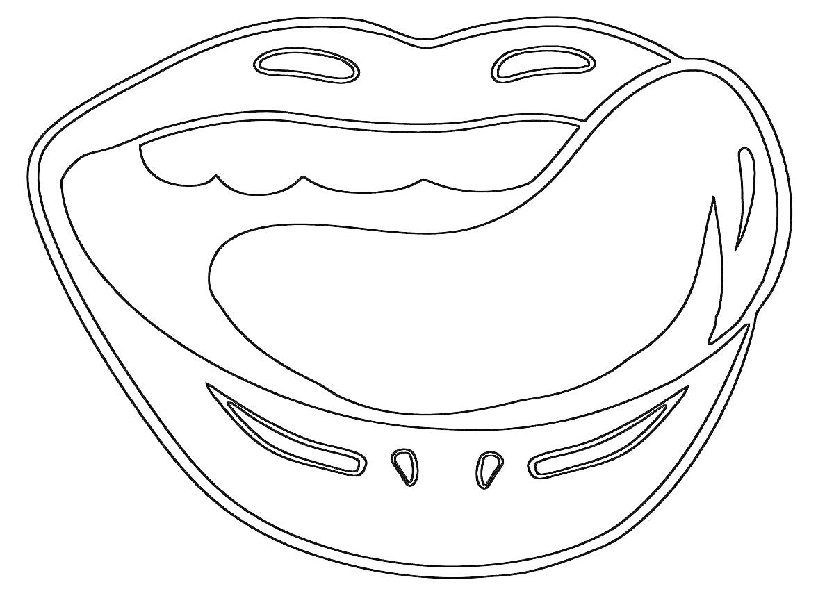 На раскраске изображено: Рот, Язык, Зубы, Открытый рот