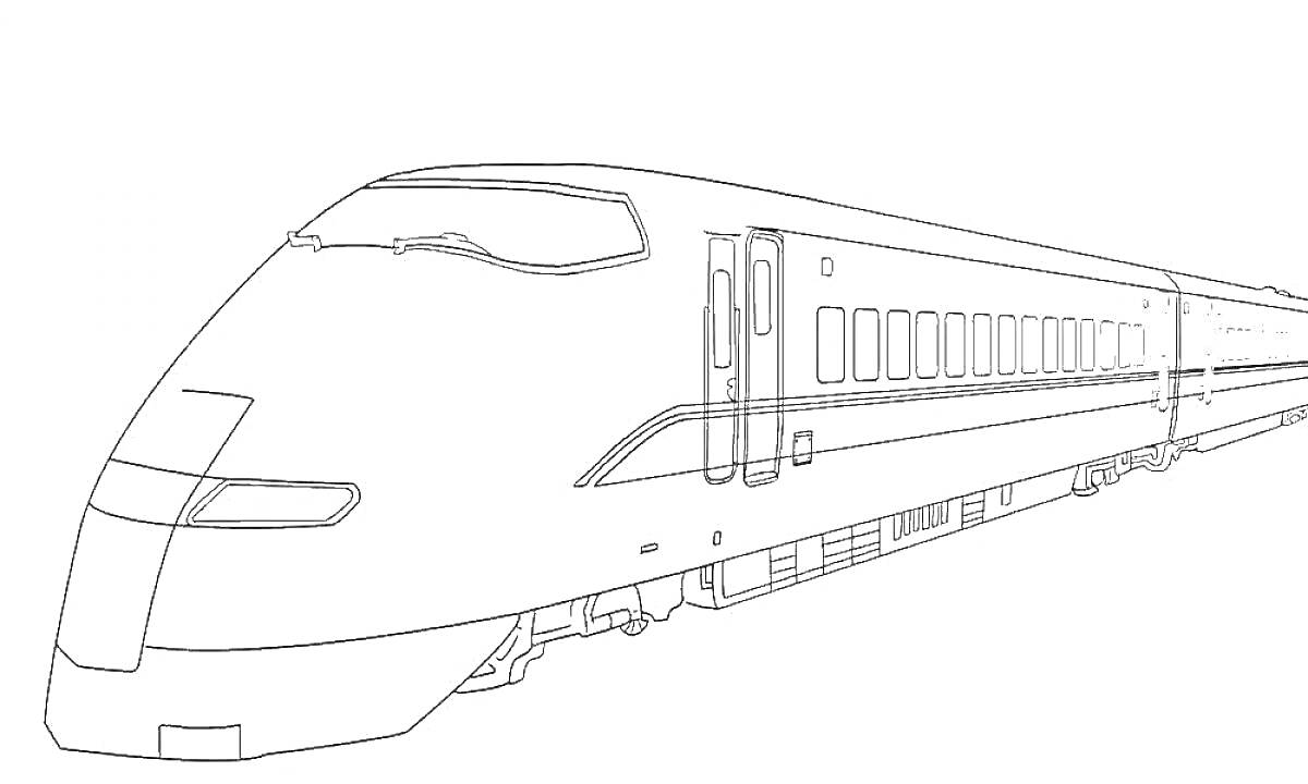 Раскраска Скоростной поезд с окнами и дверьми