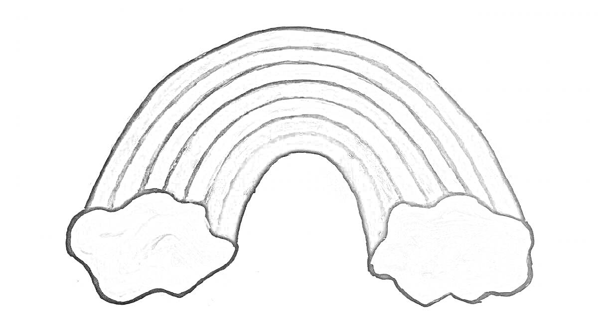 Раскраска Радуга с облаками