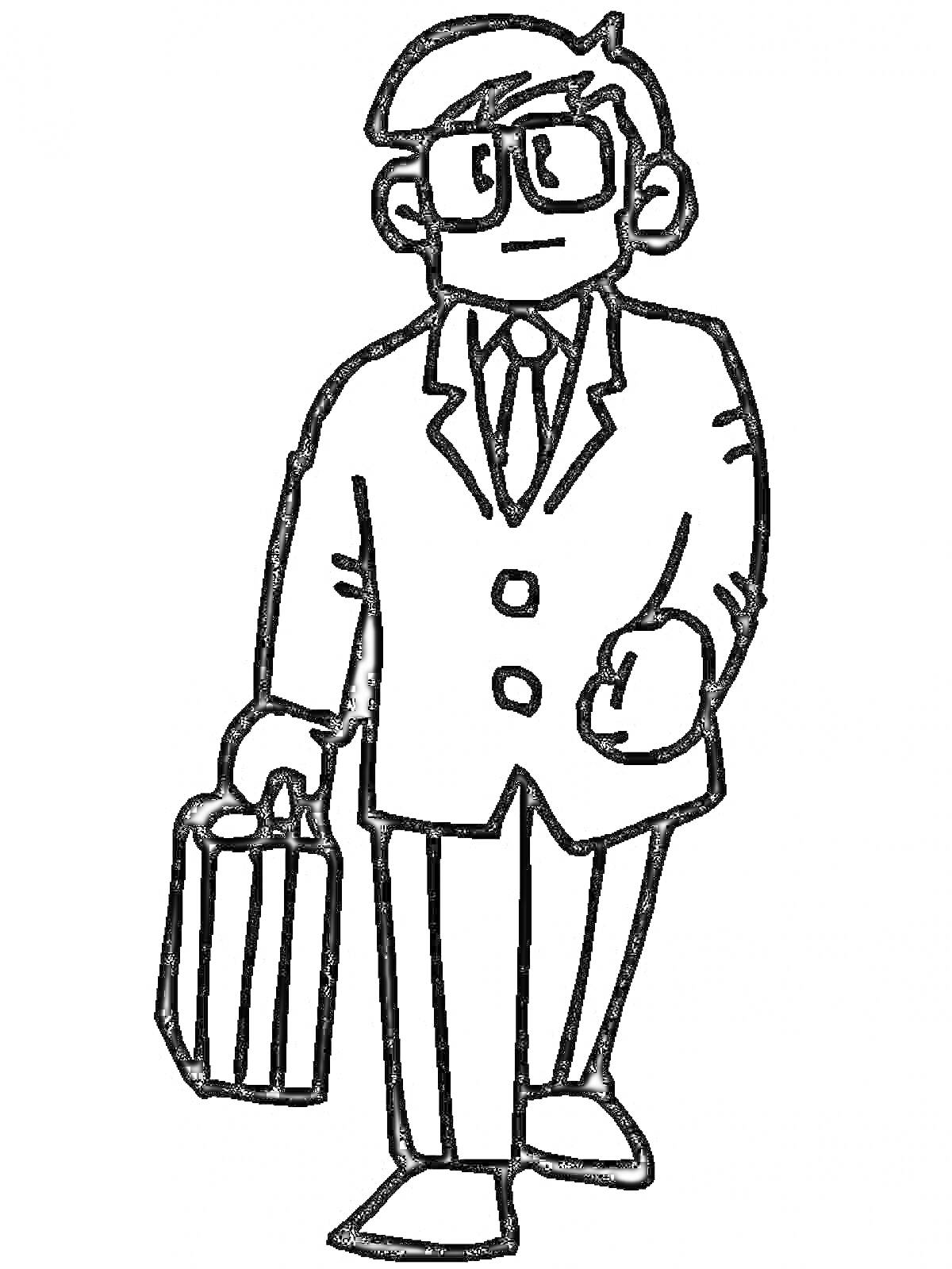Раскраска Человек в костюме с портфелем