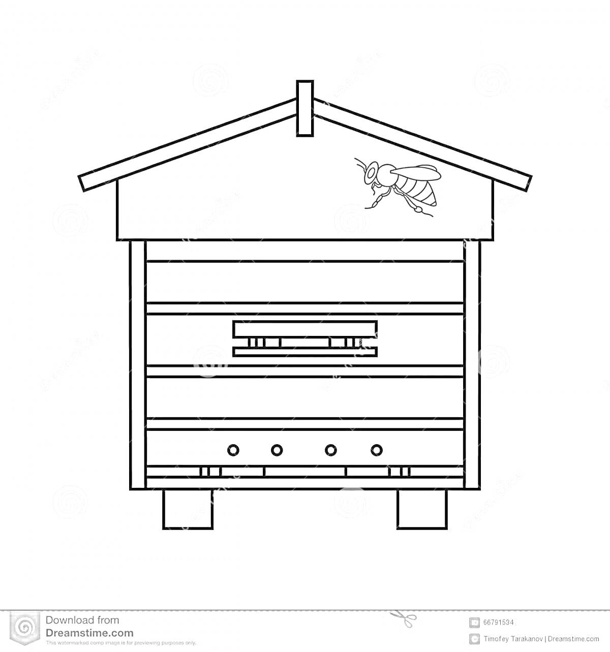 Раскраска Улей с пчелой