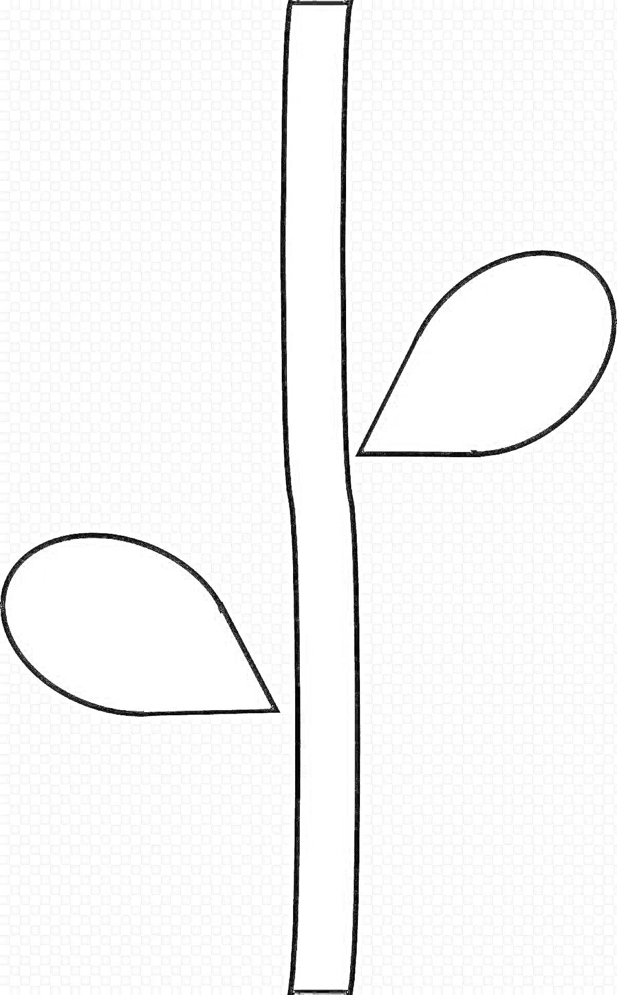 Раскраска стебель с двумя листьями