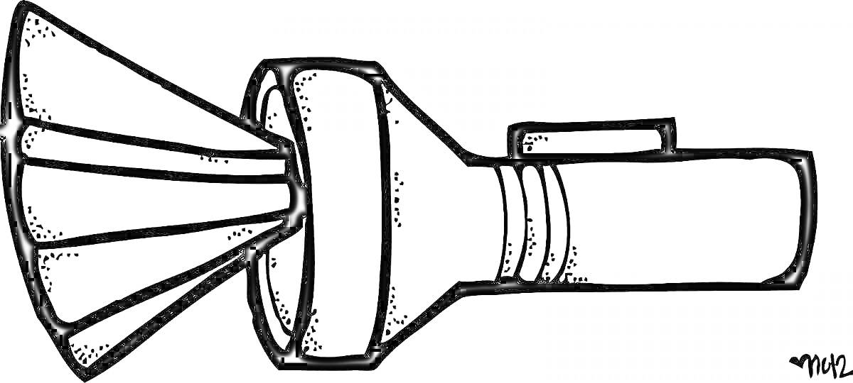 Раскраска Раскраска фонарик с ручкой и кнопкой