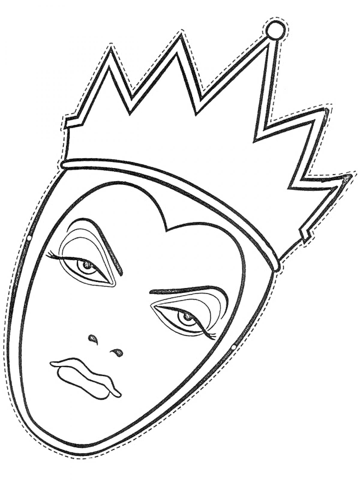 Раскраска Лицо Снежной королевы в короне