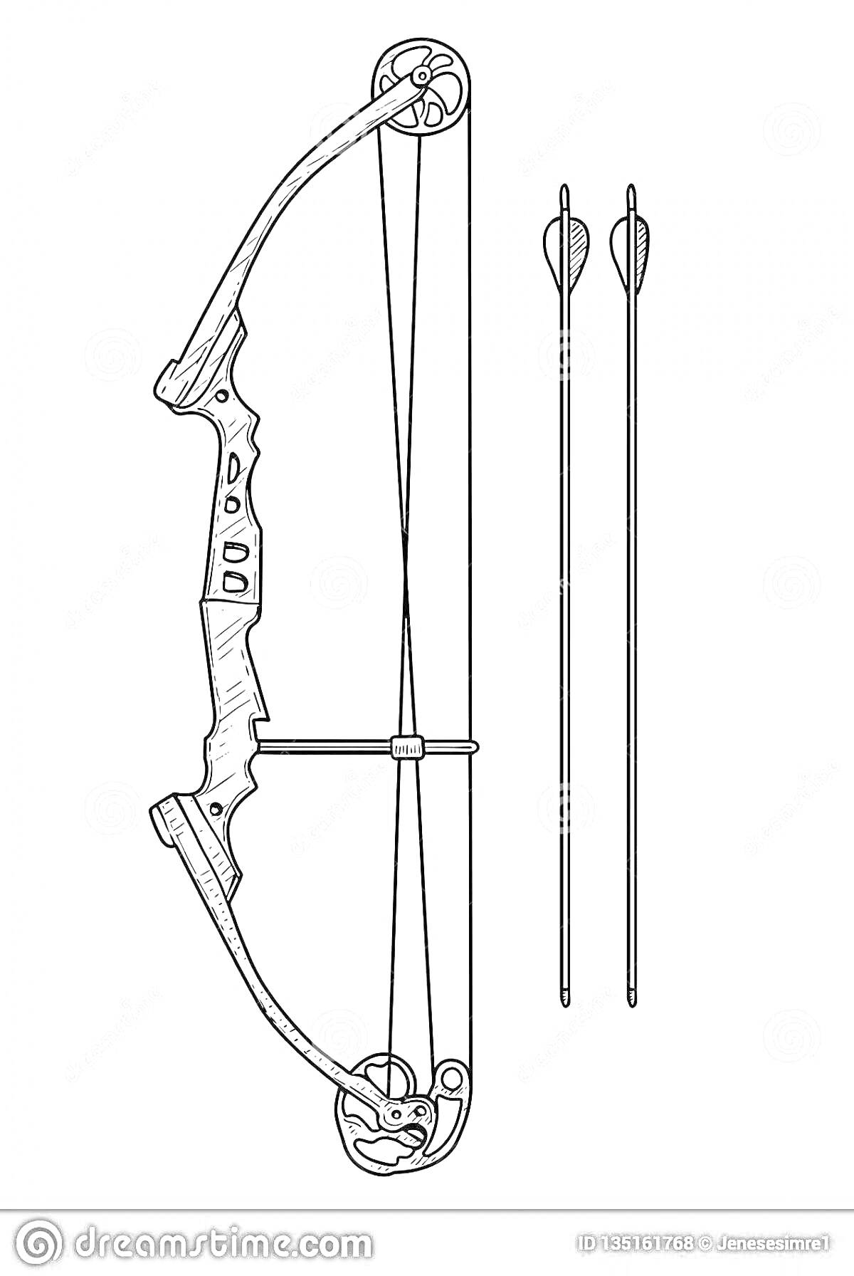 Раскраска Блочный лук и две стрелы