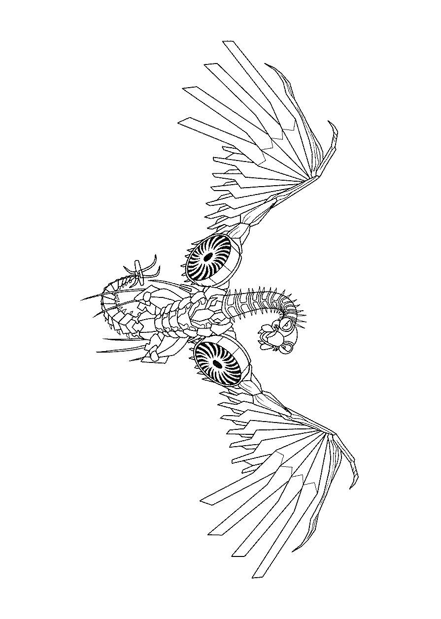 Раскраска Робот-трансформер-дракон с крыльями