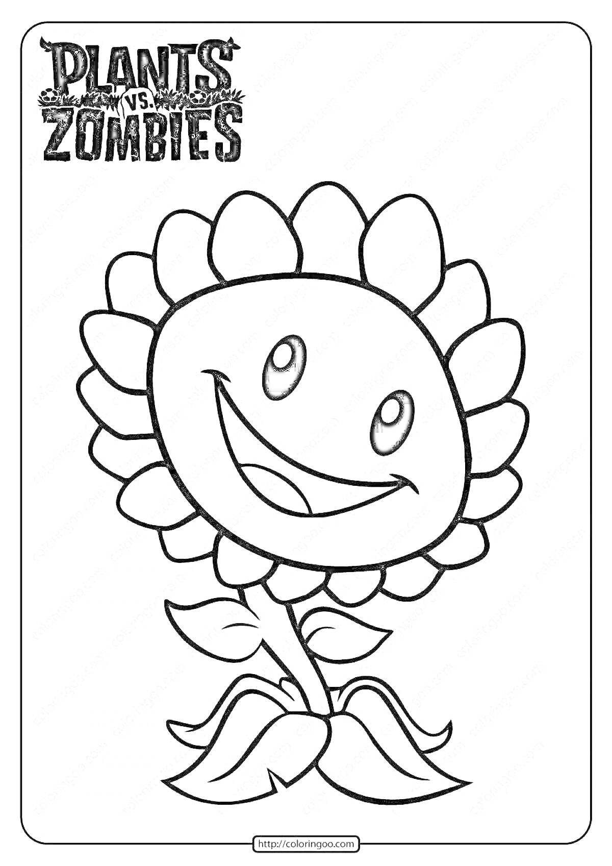 На раскраске изображено: Растения против зомби, Игра, Растения, Творчество, Для детей, Подсолнухи