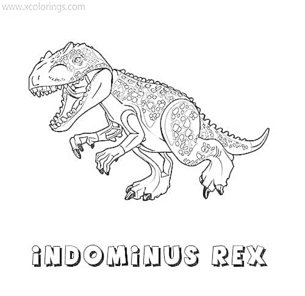 Раскраска Indominus Rex с надписью 