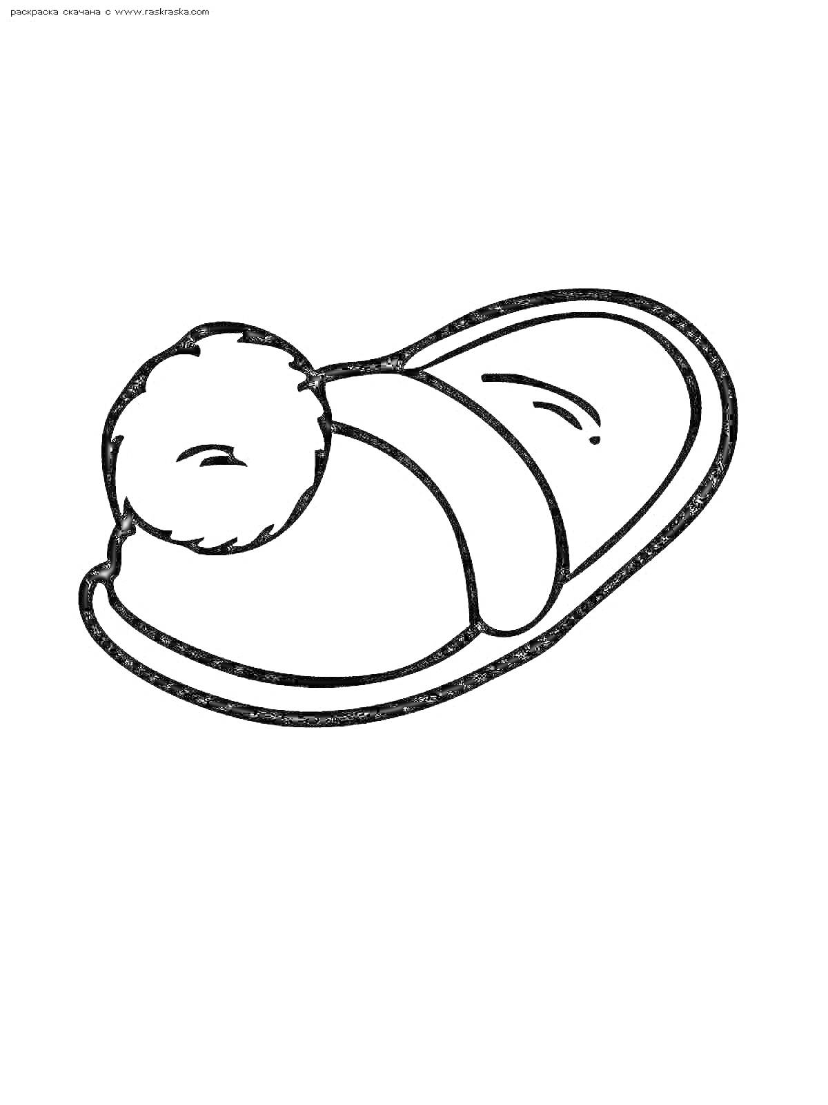 Раскраска Детские тапочки с помпоном