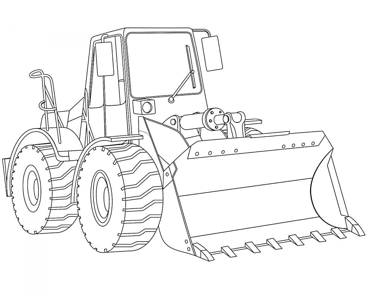 Раскраска Трактор Т-40 с ковшом и массивными шинами