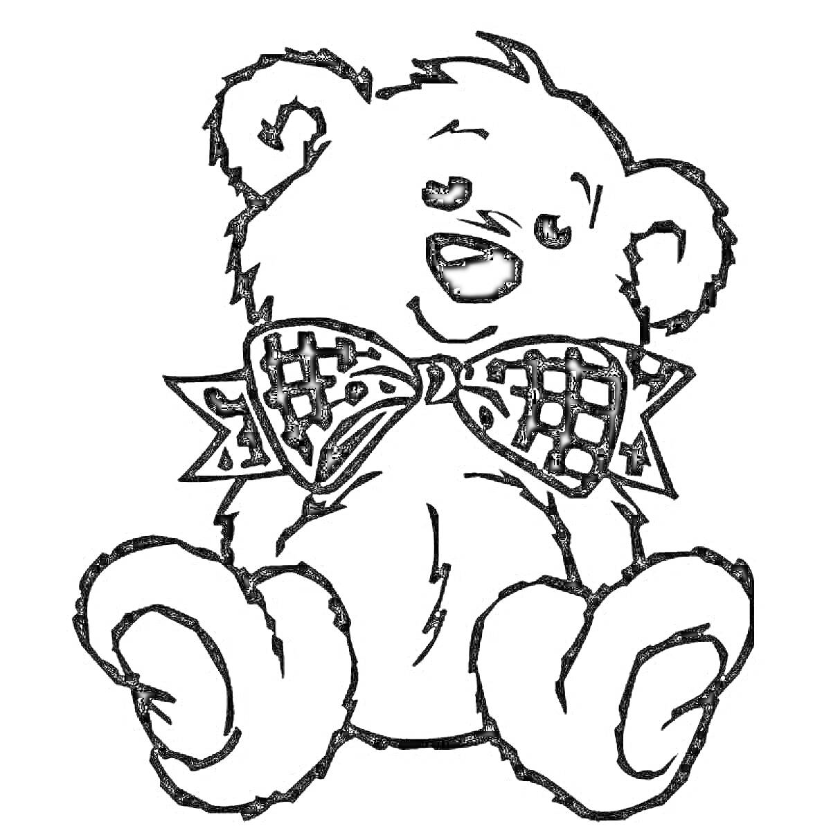 Раскраска Плюшевый медведь с бантиком