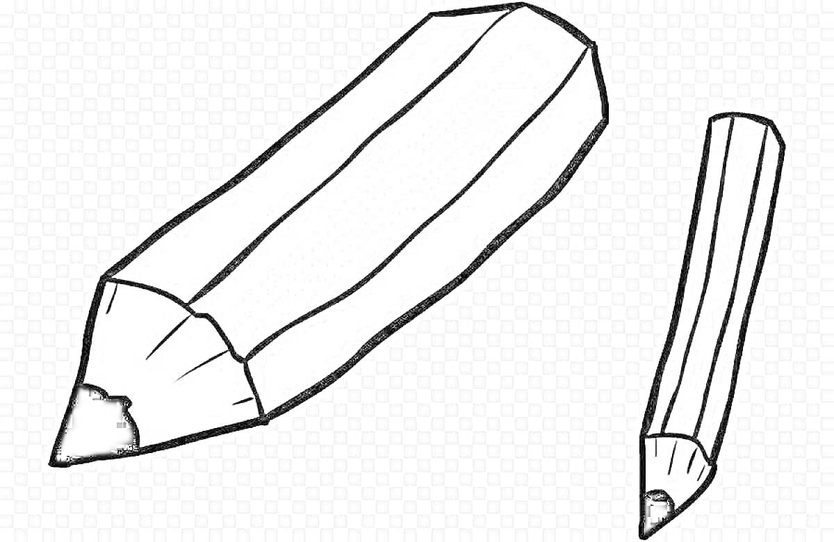 Раскраска Карандаши – два серых карандаша, один большой и один маленький