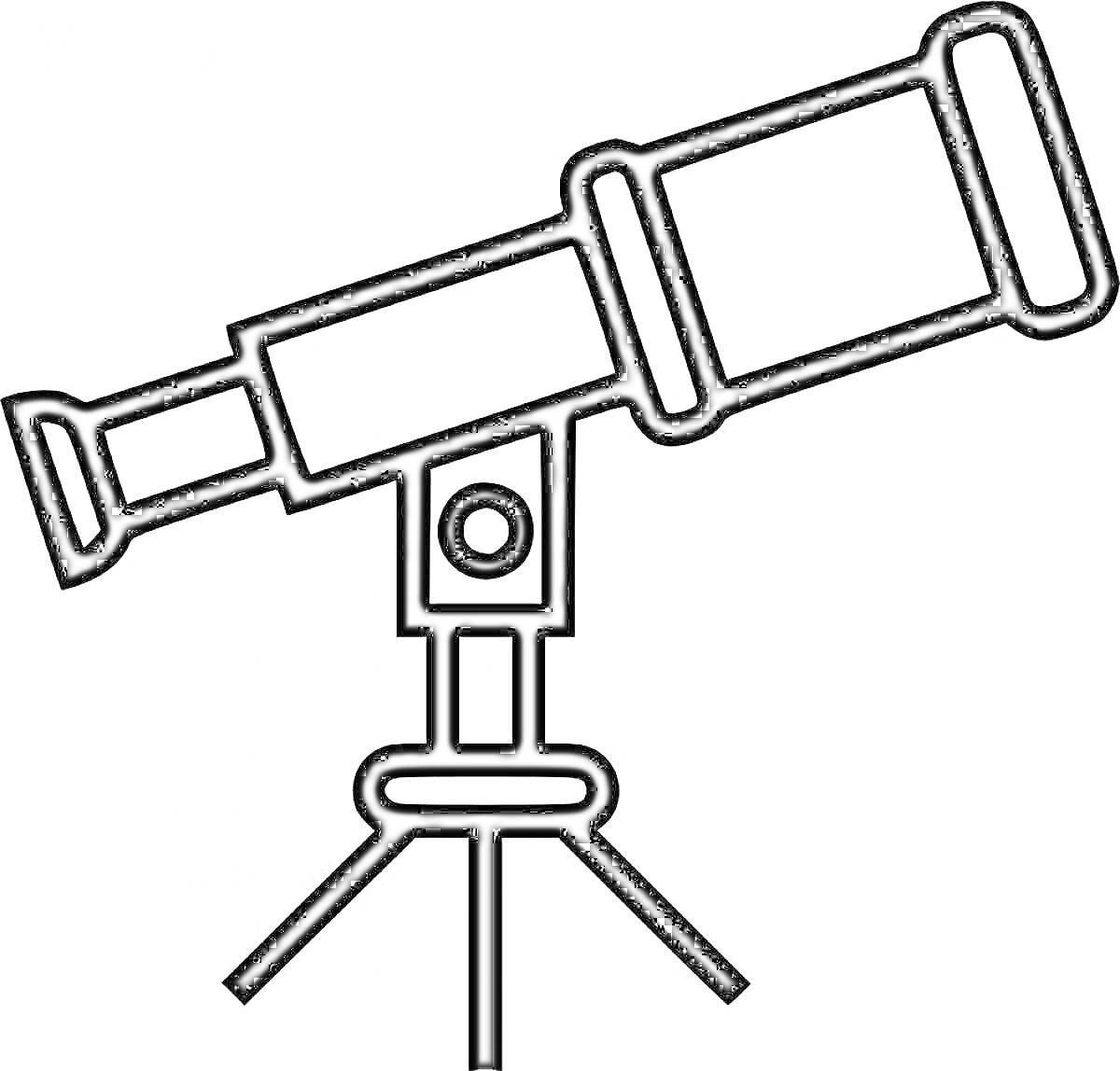 На раскраске изображено: Телескоп, Тренога, Астрономия, Наука, Оптика