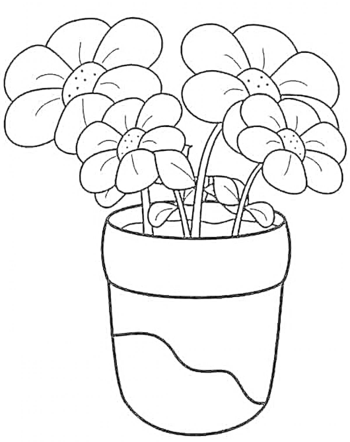 На раскраске изображено: Комнатные растения, Цветы, Вазон, Листва, Горшки