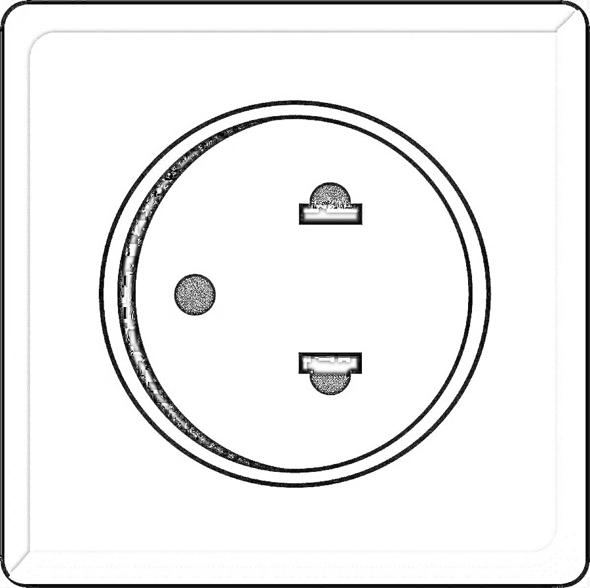 Раскраска Розетка с тремя отверстиями в прямоугольной рамке