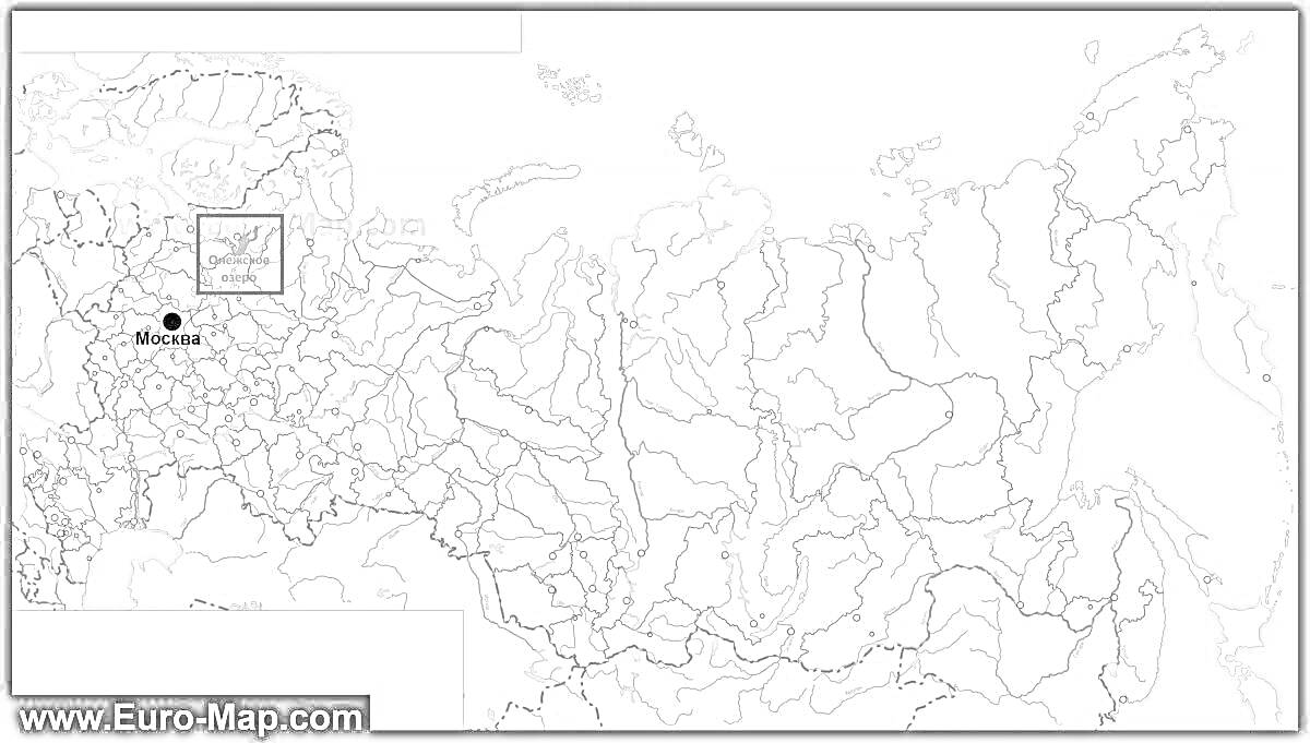 Раскраска Контурная карта России с выделенной Кемеровской областью