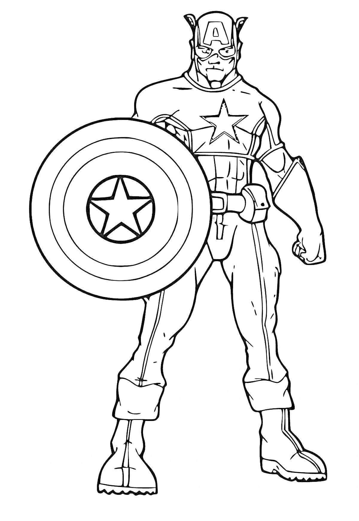 Раскраска Капитан Америка с щитом