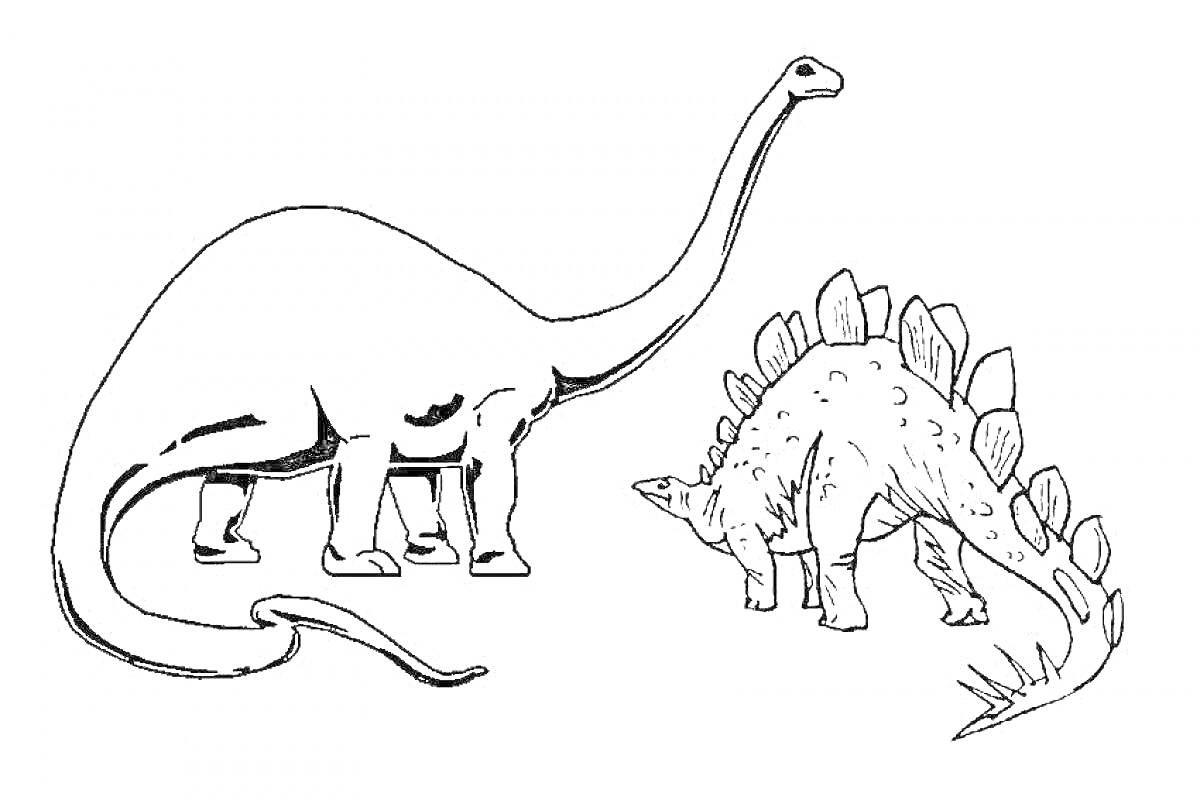 На раскраске изображено: Стегозавр, Для детей, Палеонтология, Древние животные