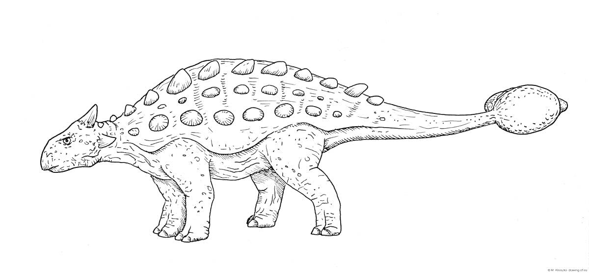 Анкилозавр с панцирем и хвостовым булавой