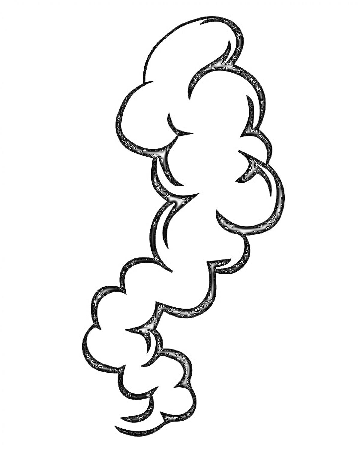 Раскраска Линия дыма, состоящая из завитков и облачков
