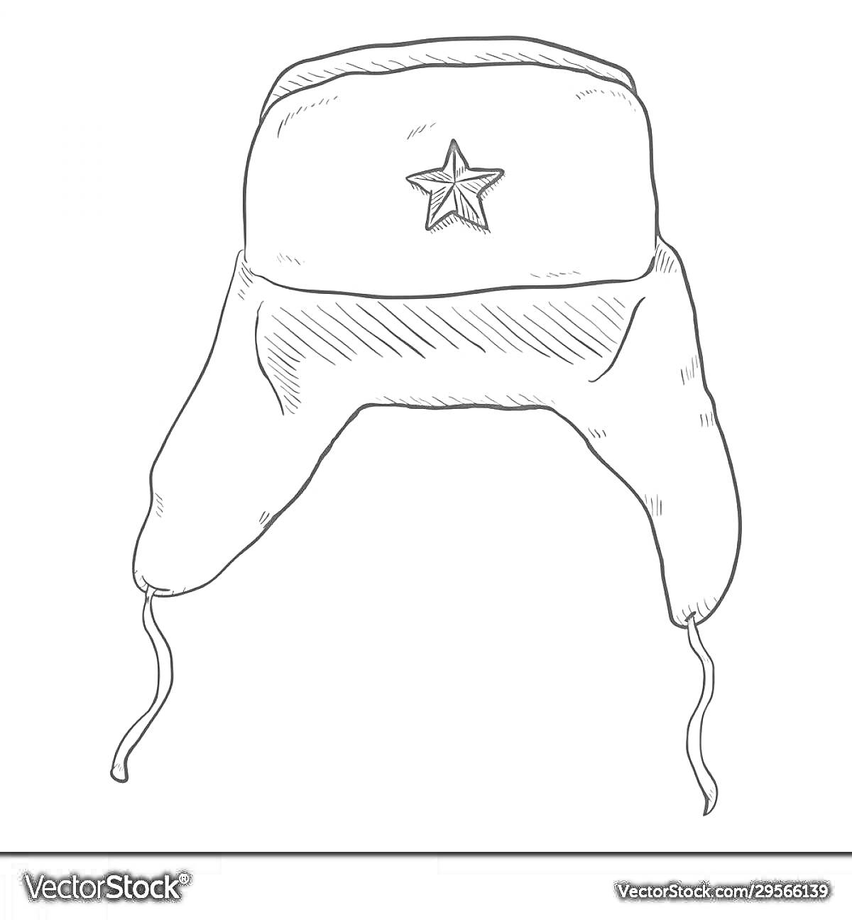 На раскраске изображено: Пятиконечная звезда, Завязки, Зимняя шапка, Аксессуар, Одежда