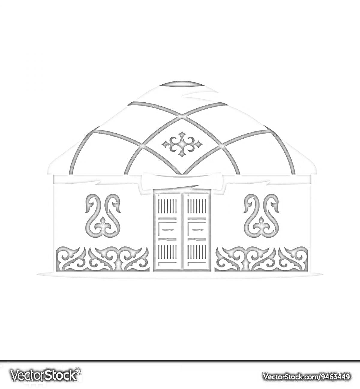 На раскраске изображено: Киіз үй, Юрта, Дверь, Узоры, Казахская культура, Традиционное жилище, Шатер, Дизайн