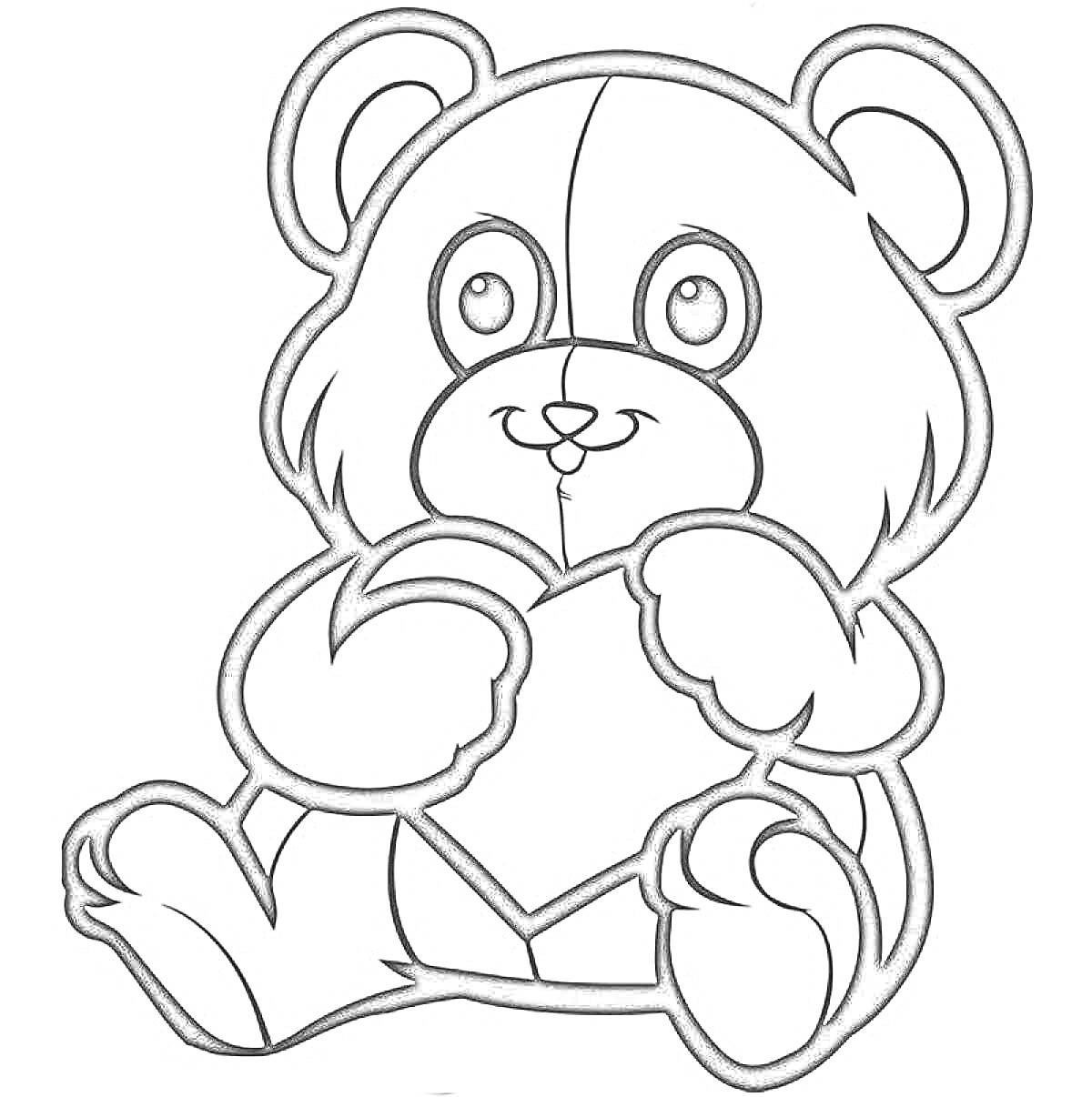 На раскраске изображено: Любовь, Плюшевый медведь, Для детей, Игрушки, Медведь, Милые, Сердца