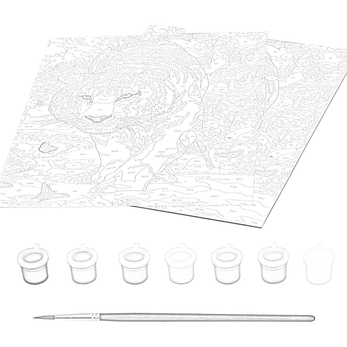 На раскраске изображено: Антистресс, Лев, Дикая природа, Краски, Творчество