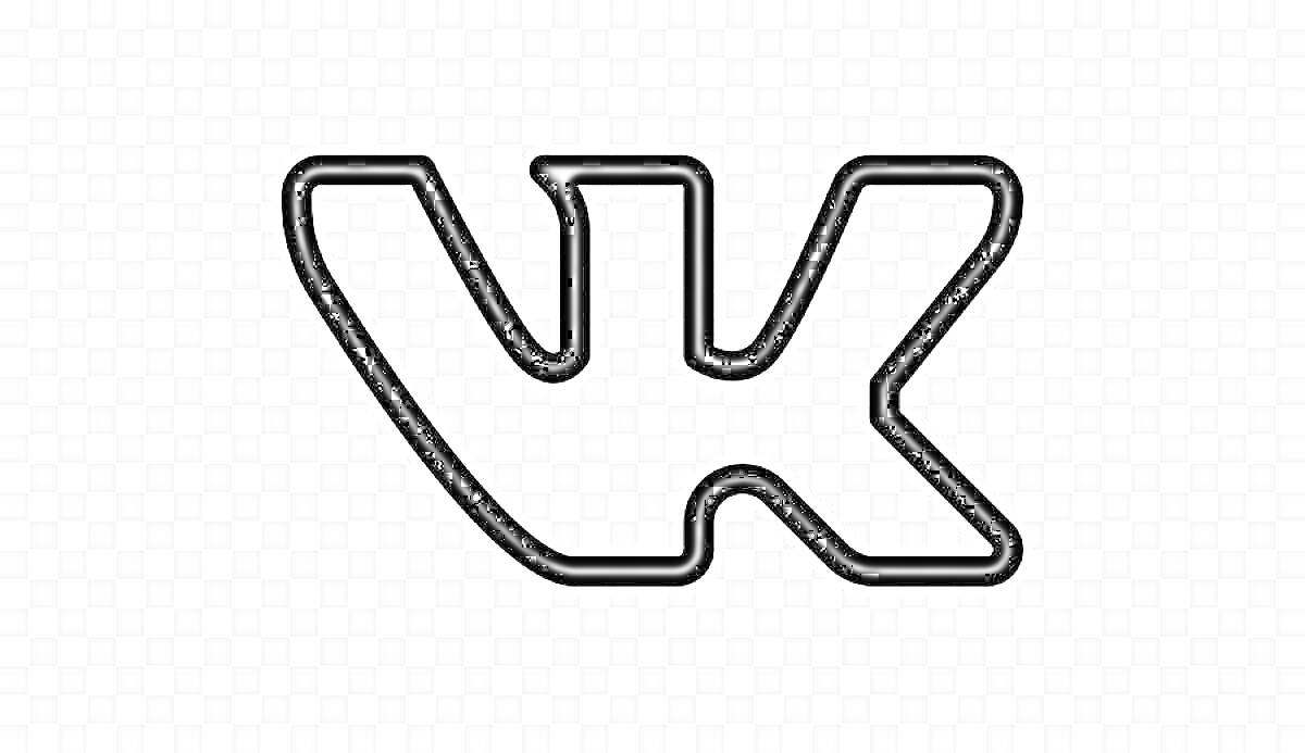Раскраска Контурное лого ВКонтакте со светло-серым прозрачным фоном