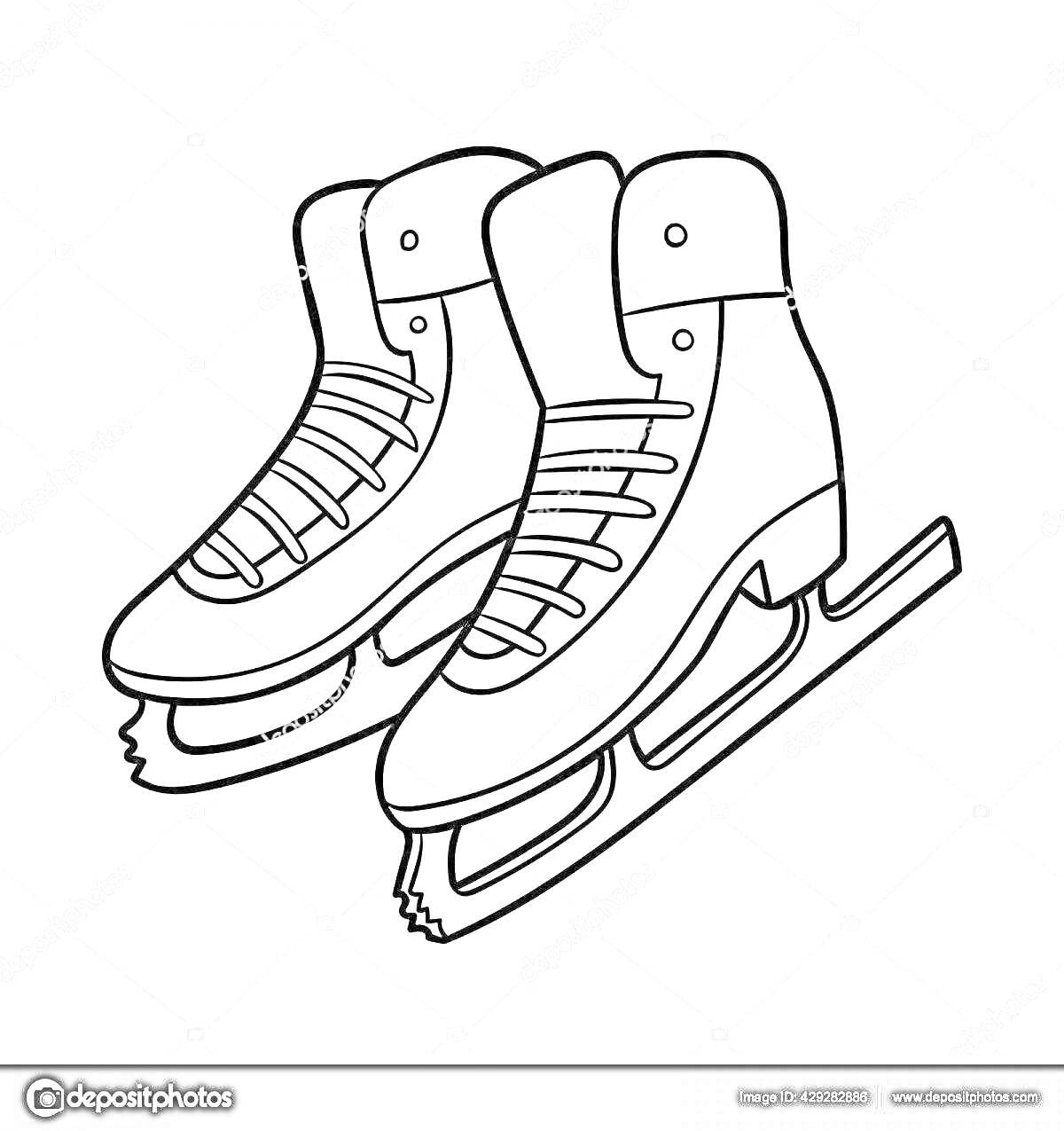 На раскраске изображено: Коньки, Спорт, Лед, Зима, Обувь
