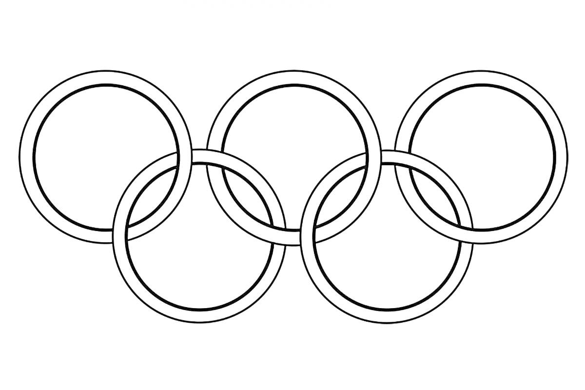 На раскраске изображено: Олимпийские кольца, Спорт, Олимпийские игры, Символы, Печать