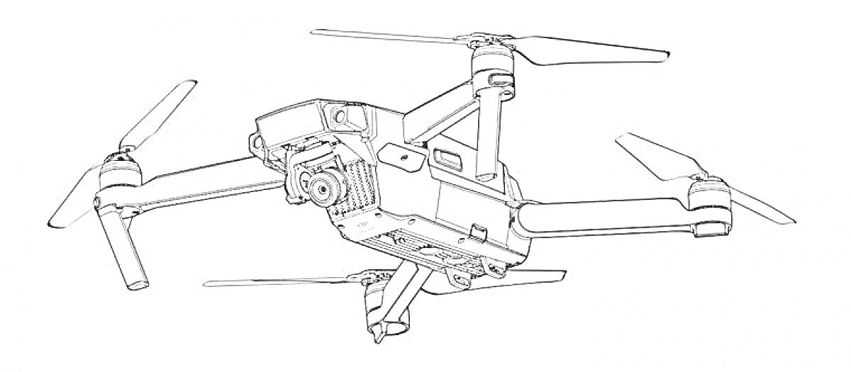 Раскраска Дрон с камерой и четырьмя винтами