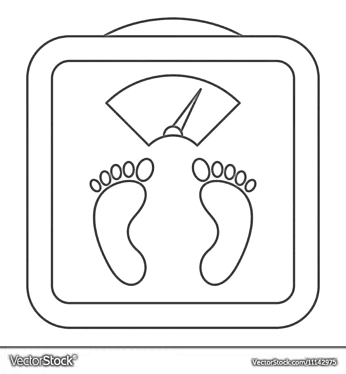 Раскраска Весы с отпечатками ног и стрелочным индикатором