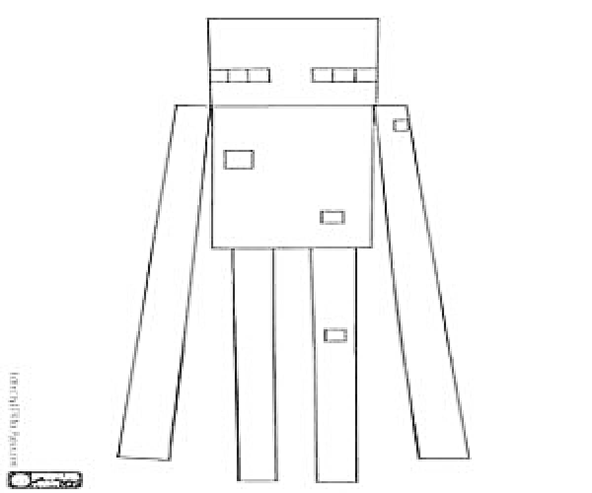 Раскраска Эндермен из Minecraft с квадратными глазами и длинными конечностями