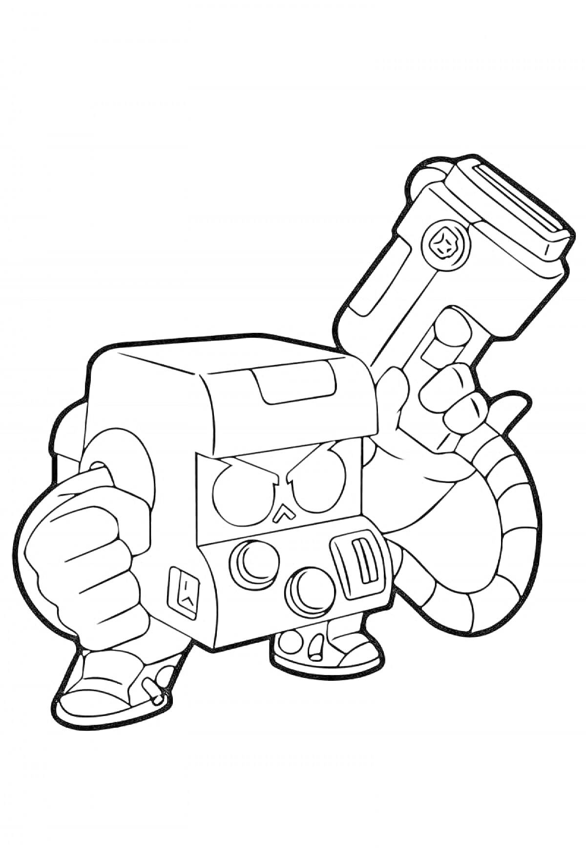 Раскраска Робот-боец с большим лазерным оружием из игры Браво Старс
