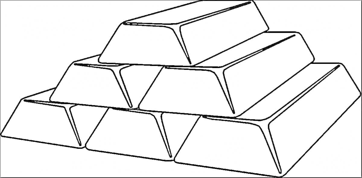 Раскраска Стопка золотых слитков