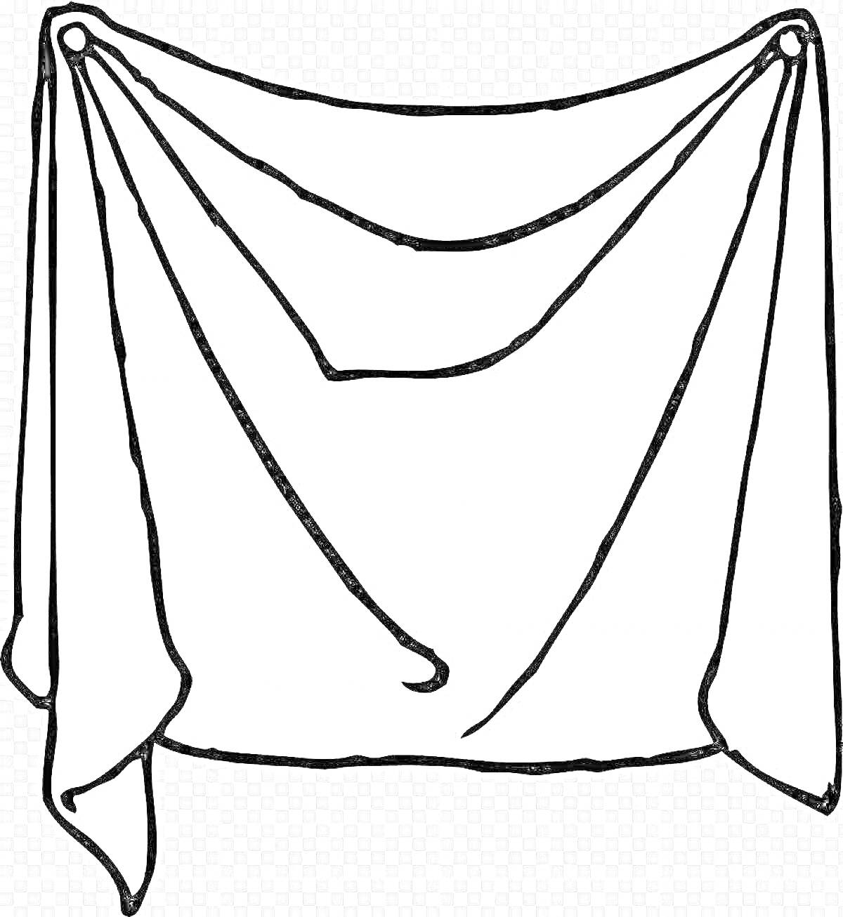 На раскраске изображено: Ткань, Драпировка, Текстиль