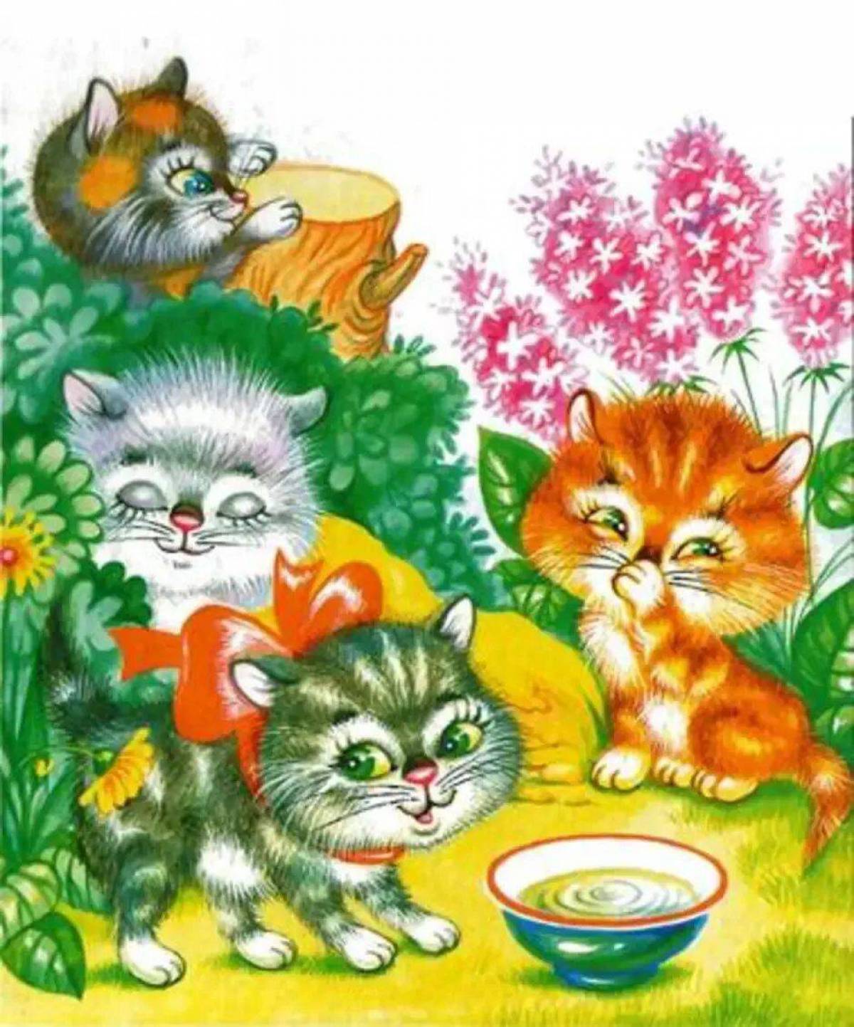 Котята михалкова читать. Три котенка Михалков. Иллюстрация к стихотворению Михалкова котята. Котята Михалкова.