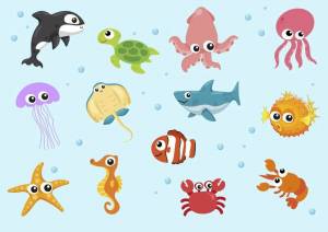Раскраска морские животные для детей #4 #404379