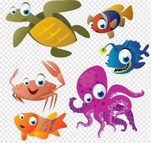 Раскраска морские животные для детей #11 #404386