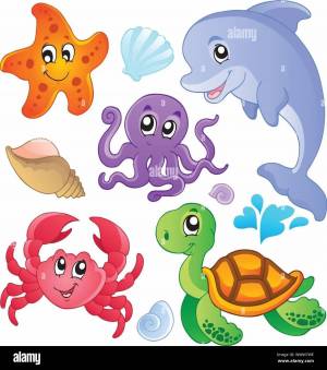 Раскраска морские животные для детей #34 #404409