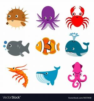 Раскраска морские животные для детей #35 #404410